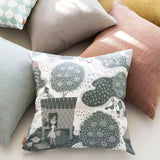 Jardin de la vie White/Pinetree blue - Cushion cover 50x50 cm