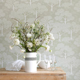 Woodland notes Sage Green - Wallpaper