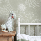 Happy Cloud Sage green - Wallpaper