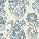 September at Rosendal Ebony/Blue - Linen fabric