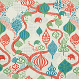 Saga Forest Whit/ Red - Cotton fabric